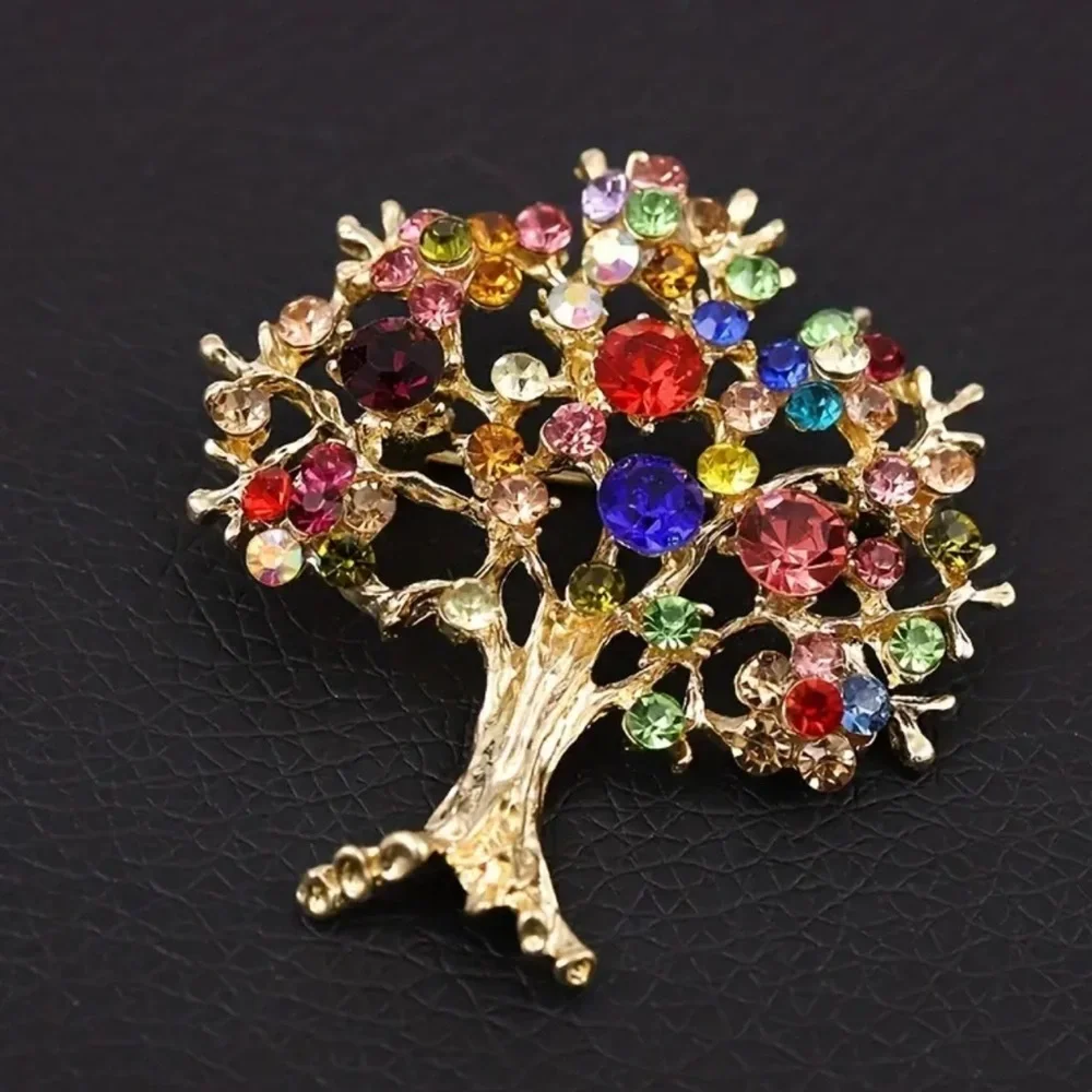 Sparkling Rhinestone Tree Brooch – Colorful Pin for Outfits, Bags & Gifts 🎄 - Picture 3 of 7